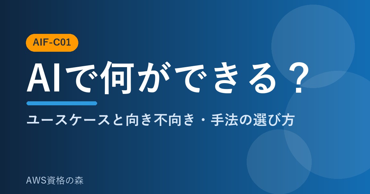 AWS認定AIプラクティショナー(AIF-C01) AIの実ユースケースと向き不向き 解説アイキャッチ