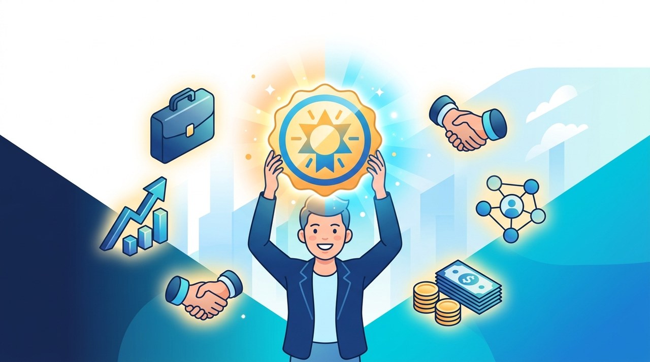 AWS AIプラクティショナー(AIF-C01)取得のキャリア価値（昇給・転職・人脈・評価）をイメージした図