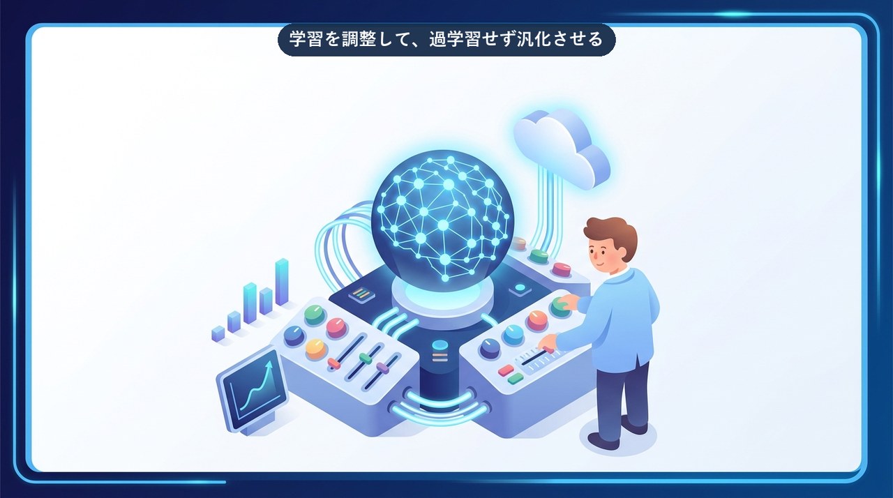 モデルの学習とハイパーパラメータのチューニングを行うイメージ図