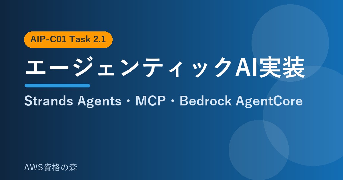 エージェンティックAI実装 Strands Agents MCP Bedrock AgentCore AIP-C01 AWS資格の森